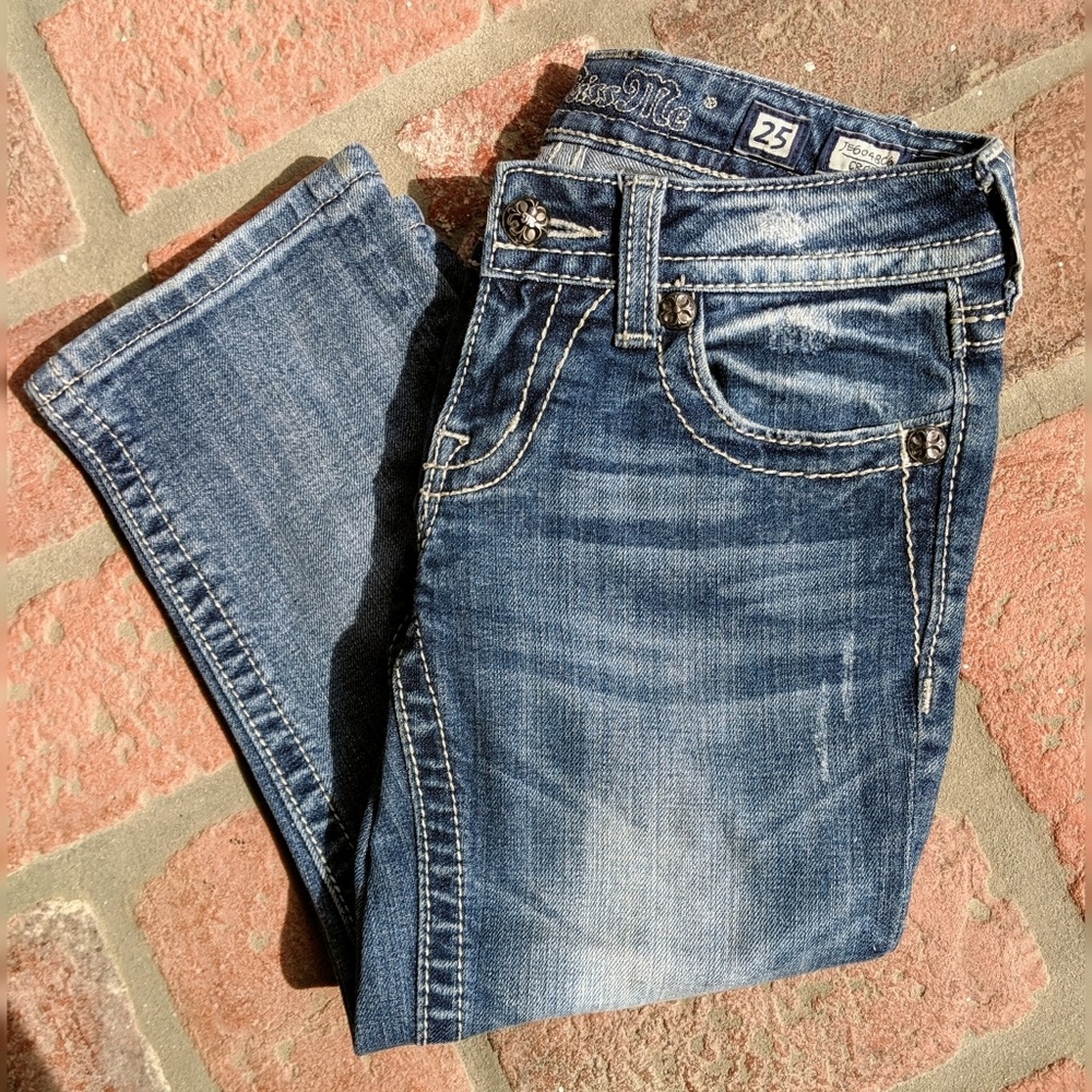 Miss Me Studded Cropped Jeans, Sz 25 - Picture 8 of 8